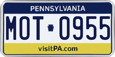 PA license plate MOT0955