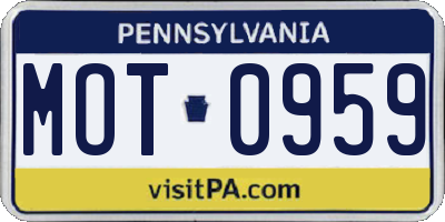 PA license plate MOT0959