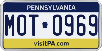 PA license plate MOT0969
