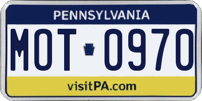 PA license plate MOT0970