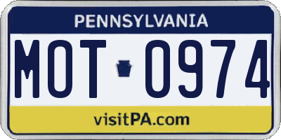 PA license plate MOT0974