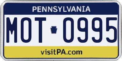 PA license plate MOT0995