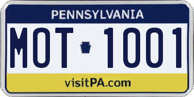 PA license plate MOT1001