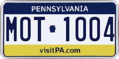 PA license plate MOT1004