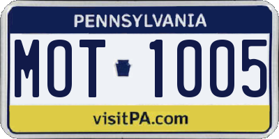PA license plate MOT1005