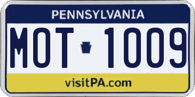PA license plate MOT1009