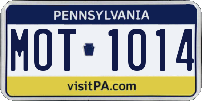 PA license plate MOT1014