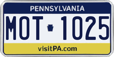 PA license plate MOT1025