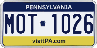 PA license plate MOT1026