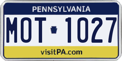 PA license plate MOT1027