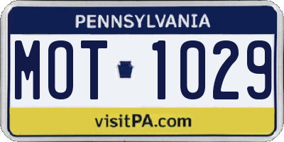 PA license plate MOT1029