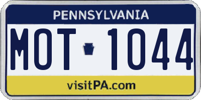 PA license plate MOT1044