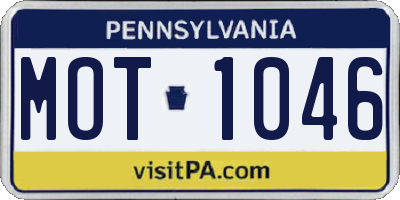 PA license plate MOT1046