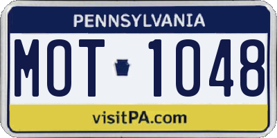 PA license plate MOT1048