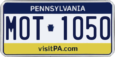 PA license plate MOT1050