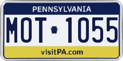 PA license plate MOT1055