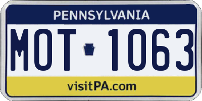 PA license plate MOT1063