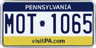 PA license plate MOT1065
