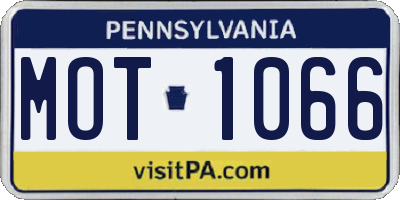 PA license plate MOT1066