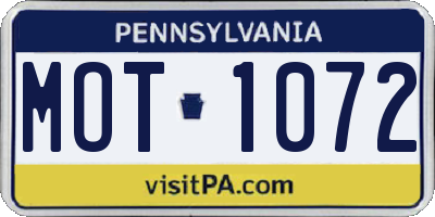 PA license plate MOT1072