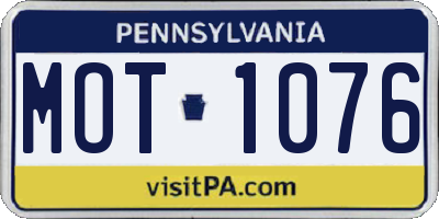 PA license plate MOT1076