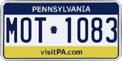 PA license plate MOT1083