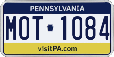 PA license plate MOT1084
