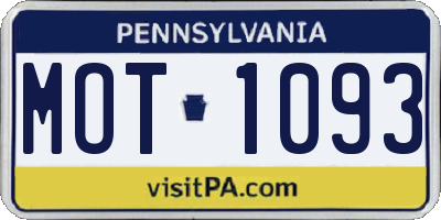 PA license plate MOT1093