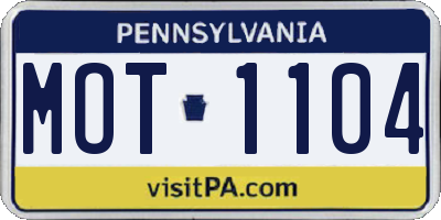 PA license plate MOT1104