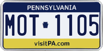 PA license plate MOT1105