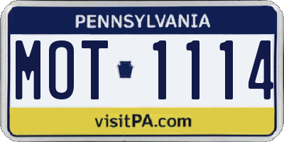 PA license plate MOT1114