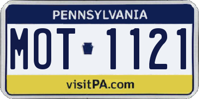 PA license plate MOT1121