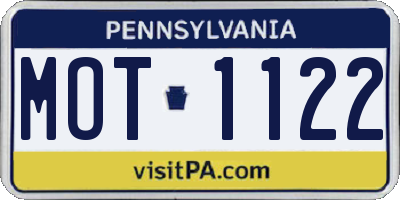 PA license plate MOT1122