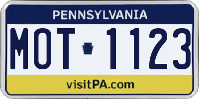 PA license plate MOT1123