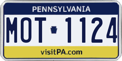 PA license plate MOT1124