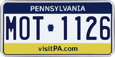 PA license plate MOT1126