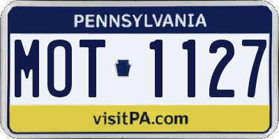 PA license plate MOT1127