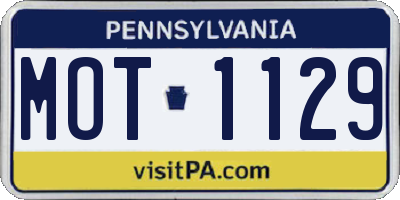 PA license plate MOT1129