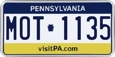 PA license plate MOT1135