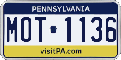 PA license plate MOT1136