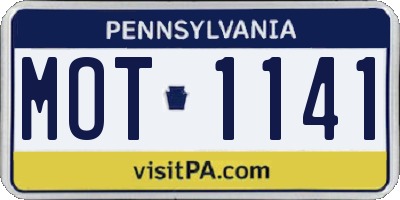 PA license plate MOT1141