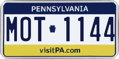 PA license plate MOT1144