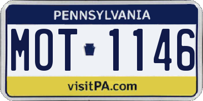 PA license plate MOT1146