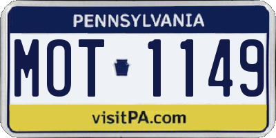 PA license plate MOT1149
