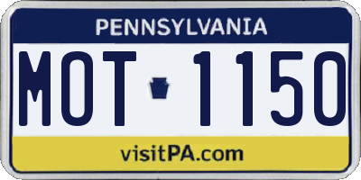 PA license plate MOT1150
