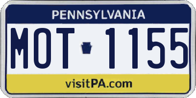 PA license plate MOT1155