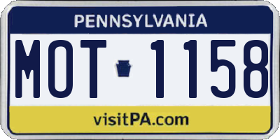 PA license plate MOT1158