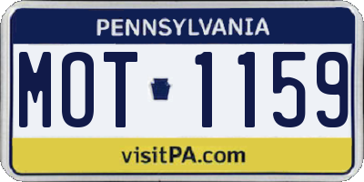 PA license plate MOT1159