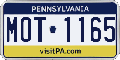 PA license plate MOT1165