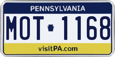 PA license plate MOT1168